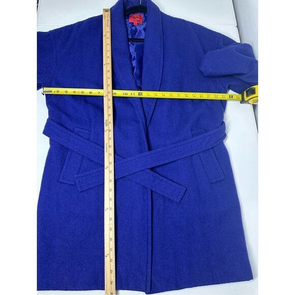 NARCISO RODRIGUEZ $130 Wool-Blend Cocoon Wrap Coat Cobalt Blue Sz M - Picture 7 of 10